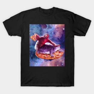 Trippy Space Sloth Turtle - Sloth Pizza T-Shirt